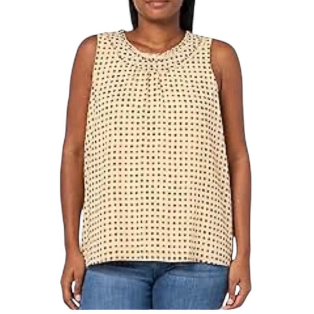 NEW Donna Karan Sleeveless Ruffle Neck Top Blouse Tunic, Career, Casual, Plus XL